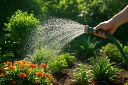 A nyári kánikulában zöld kert öntözés közbeni hatékony locsolási technikák